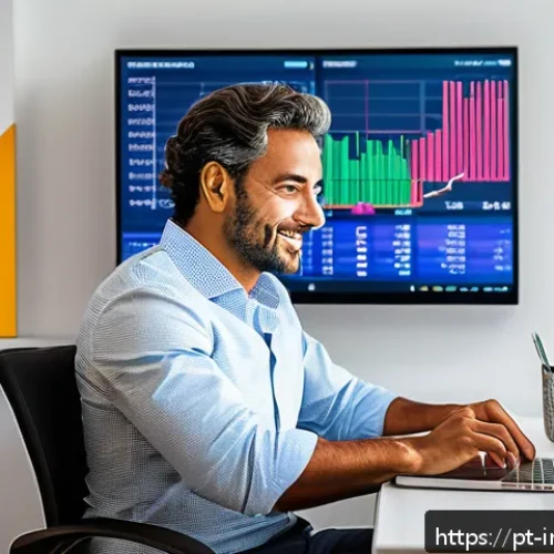 Home 31 저비용 인덱스 펀드의 유동성과 유의사항 - A modern Brazilian investor sitting at a cozy home office desk, surrounded by digital screens displa...